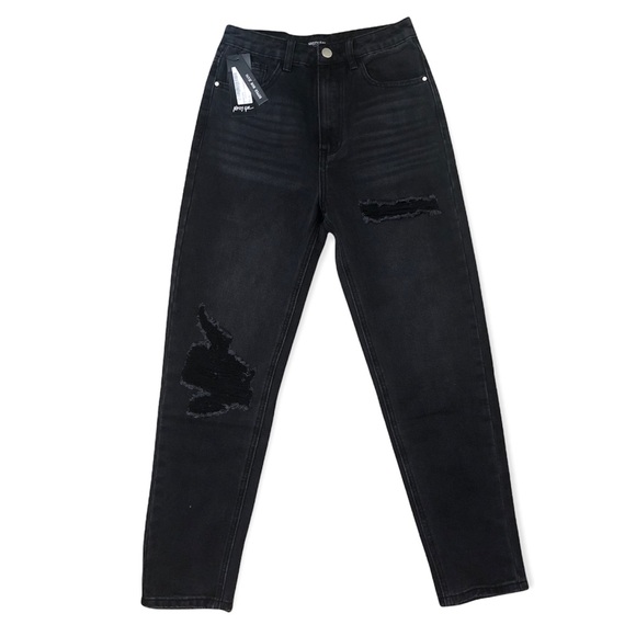 NEW Nasty Gal High Waisted Ripped Mom Jeans - Picture 2 of 5